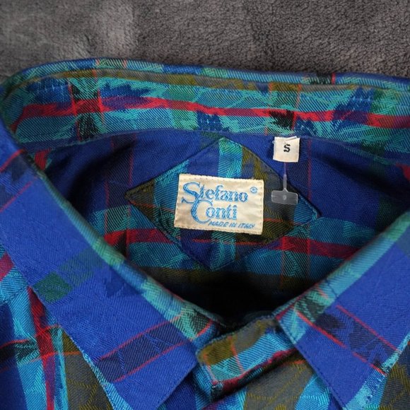 Stefano Conti Hawaiian Shirt Men's Small Button Up All Over Print Jaquard Leaves - Picture 4 of 8